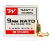 Winchester USA 9mm NATO Ammo - 50 Rounds of 124 Grain FMJ Ammunition