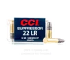 CCI Suppressor 22 LR Ammo - 50 Rounds of 45 Grain LHP Ammunition