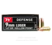 Winchester 9mm Ammo - 50 Rounds of 147 Grain JHP Ammunition