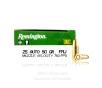 Remington 25 ACP Ammo - 50 Rounds of 50 Grain FMJ Ammunition