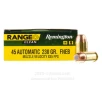 Remington Range Clean 45 ACP Ammo - 50 Rounds of 230 Grain FNEB   