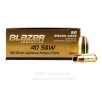 Blazer Brass 40 S W Ammo - 50 Rounds of 180 Grain JHP Ammunition