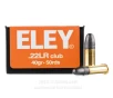 Eley 22 LR Ammo - 50 Rounds of 40 Grain LRN Ammunition