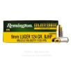 Remington Golden Saber 9mm Ammo - 20 Rounds of 124 Grain BJHP   