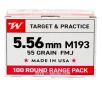 Winchester USA 5 56x45 Ammo - 100 Rounds of 55 Grain FMJ M193   