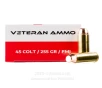 Veteran 45 Long Colt Ammo - 500 Rounds of 255 Grain FMJ Ammunition