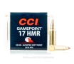CCI 17 HMR Ammo - 50 Rounds of 20 Grain JSP Ammunition
