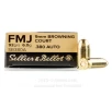 Sellier and Bellot 380 ACP Ammo - 50 Rounds of 92 Grain FMJ Ammunition