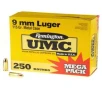 Remington Ammunition L9MM3A UMC  9mm Luger 115 gr Full Metal Jacket  FMJ  250 Bx  4 Cs  Mega Pack 