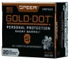 Speer Ammo 23974GD Gold Dot Personal Protection 40 S W 180 gr Hollow Point  HP  20 Bx  10 Cs