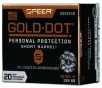 Speer Ammo 23921GD Gold Dot Personal Protection 38 Special  P 135 gr Hollow Point  HP  20 Bx  10 Cs