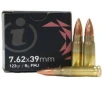 IGMAN BRASS CASE AMMO 7 62X39 123GR FMJ 15RD WHITE BOX