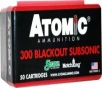 Atomic 00465 Rifle Subsonic 300 Blackout 220 gr Hollow Point Boat Tail 50 Bx  10 Cs