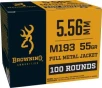 Browning Ammo BM193100 M193 5 56mm 55gr Full Metal Jacket 100 Per Box 10 Case
