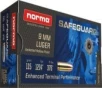 Norma Safeguard 9mm JHP 115 Gr Handgun Ammo     50 round box
