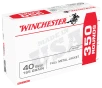 Winchester USA  40 S W 165 Grain FMJ Centerfire Handgun Ammo Bulk Pack