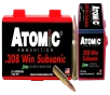 Atomic Ammunition  308 Winchester Subsonic 175 Grain Full Metal Jacket Centerfire Rifle Ammo
