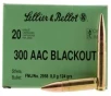 Sellier   Bellot 300BLKA Rifle  300 Blackout 124 gr Full Metal Jacket 20 Bx  50 Cs