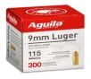 Aguila Target   Range 9mm 115 Gr Full Metal Jacket  FMJ  300rds CASE