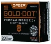 Speer Ammo 23921GD Gold Dot Personal Protection 38 Special  P 135 gr Hollow Point  HP  20 Bx  10 Cs
