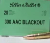 Sellier   Bellot 300BLKB Rifle  300 Blackout 147 gr Full Metal Jacket  FMJ  20 Bx  50 Cs