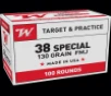 Winchester Ammo USA38SPVP USA  38 Special 130 gr Full Metal Jacket  FMJ  100 Rd Box
