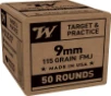 Winchester SG9W50 Service Grade Target   Practice 9mm 115 Gr FMJ 50 rd Box