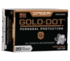 Speer Ammo 23618GD Gold Dot Personal Protection 9mm Luger 124 gr Hollow Point  HP  20 Bx  10 Cs