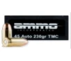 Ammo Inc Signature Series  45 ACP 230 Gr Total Metal Case  TMC  50rds
