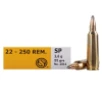 Sellier   Bellot SB22250B Rifle  22-250 Rem 55 gr Soft Point  SP  20 Bx  25 Cs