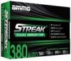 STREAK Ammunition Streak Target  380 ACP  100 Grain  Total Metal Coating Non-Incendiary Green Tracer Bullet  50 Round Box 380100TMC-GRN