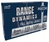 Fiocchi Ammunition Centerfire Pistol  9MM  115 Grain  Full Metal Jacket  50 Round Box 9AP