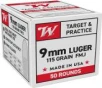 Winchester Ammunition Service Grade  9mm  115 Grain  Full Metal Jacket  50 Rounds Box SG9W50