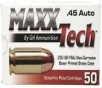 MaxxTech PTGB45B Brass Pistol 45ACP 230gr Full Metal Jacket 50 Per Box 10 Case