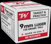 Winchester USA 9mm Luger Ammunition 115 Grain Full Metal Jacket - W9MM50