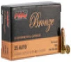 PMC Bronze 25 ACP 50 Grain Full Metal Jacket