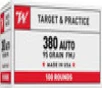 Winchester USA380VP USA 380 ACP 95 Grain Full Metal Jacket  FMJ  Flat Nose Ammo