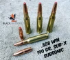 Black Butterfly Ammunition Premium   308 7 62x51mm  190 gr   60 Rounds  SUB-X SUBSONIC  1030 AMV   Mini Bucket