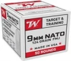 Target   Training 9mm Nato Ammo - 9mm Luger Nato 124gr Full Metal Jacket 50 Box