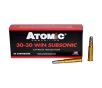 Atomic Ammunition  30-30 Winchester 165 Grain Subsonic Lead Round Nose Flat Point Rifle Ammo