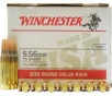Winchester Ammo WM193200 USA 5 56 NATO  Brass  Boxer  Non-Corrosive  Reloadable  55 gr Full Metal Jacket  FMJ   Value Pack  - 200 Round Box