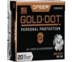 Speer Ammo 23606GD Gold Dot Personal Protection 380 ACP 90 gr Hollow Point  HP  - 20rd Box