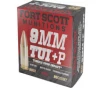 Fort Scott Munitions Tumble Upon Impact  TUI  9mm  P 80gr Solid Copper Spun SCS 20 Rounds Brass Case 