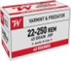 Winchester Varmint   Predator 22-250 Rem - 45 Grain JHP - 3950 FPS - 40 Rounds - USA222502