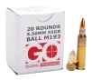 Global Ordnance Ball M193 5 56 NATO - 55 Grain FMJ - 20 Rounds - 850003223346