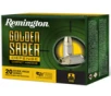 Remington Ammunition 27613 Golden Saber Defense 9mm Luger 124 gr Brass Jacket Hollow Point  BJHP  20 Per Box Ammo