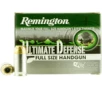 Remington Ultimate Defense Full Size Handgun 45 ACP 185 gr Brass Jacket Hollow Point  BJHP  Handgun Ammo
