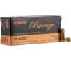 PMC Ammo Bronze Ammunition  25 Auto 50gr FMJ 50 Round Box