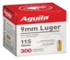 Aguila 1E097700 9mm Luger  115 gr Full Metal Jacket  FMJ  300 Bx