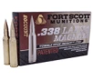Fort Scott Munitions 338250SBV1 Tumble Upon Impact  TUI  Rifle 338 Lapua Mag 250 gr Solid Copper Spun 20 Per Box